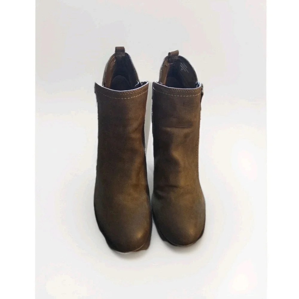 Crown Vintage CUTARYN2 Women's Ankle Booties Brown Block‎ Heel Zip Boots Size 9M